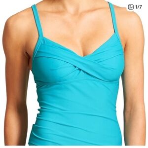 Athleta blue twister tankini bathing suit top 38 D/DD